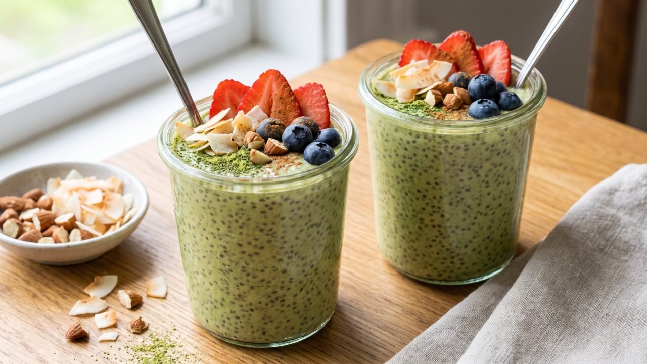 Receta de chía pudding con matcha y canela, rápida y fácil
