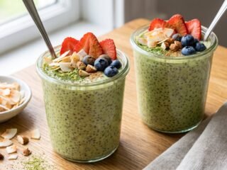 Receta de chía pudding con matcha y canela, rápida y fácil