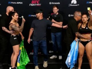 Polémica provocación de la brasileña Dumont a la argentina Ailín Pérez antes de la pelea estelar por UFC: le tiró preservativos y dólares