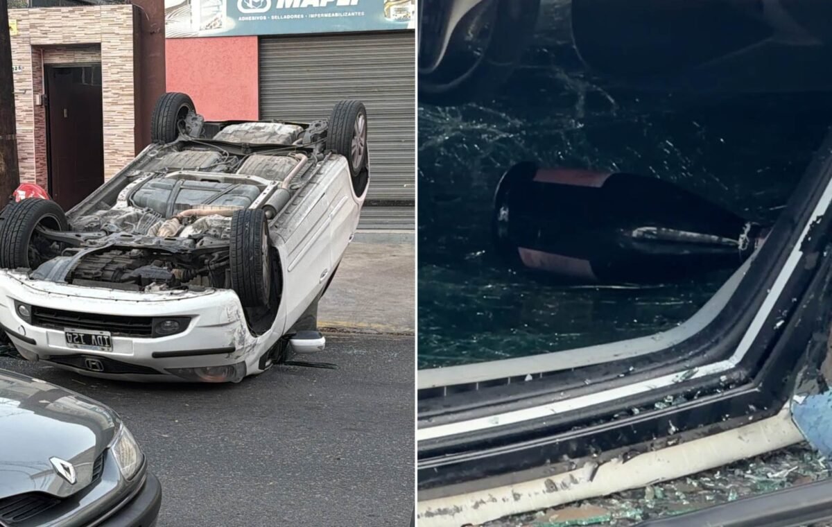 Choque y vuelco en Villa Lugano: encontraron una botella de champagne y bebidas energizantes en el auto accidentado