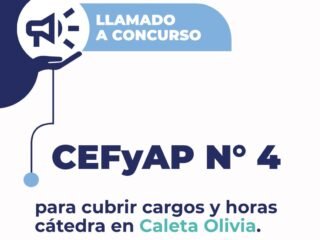 Convocatoria a cubrir horas cátedras en el CEFyAP N°4 de Caleta Olivia – 1er llamado