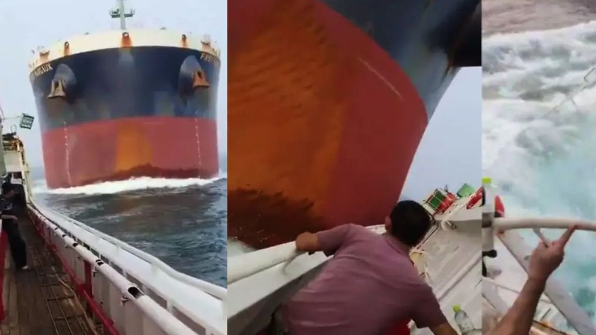 Impactante video: un carguero chocó contra un pesquero chino en el estrecho de Singapur