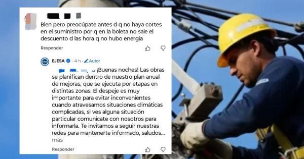 Fuerte reclamo de un vecino a Ejesa ante los constantes cortes de luz