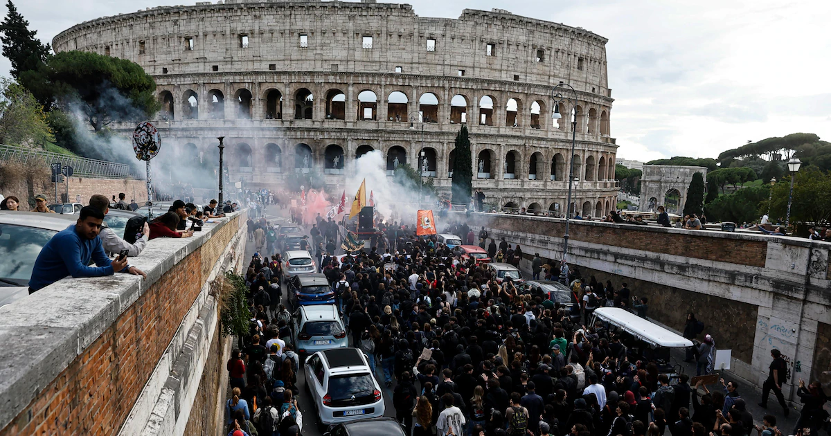 Nuevas protestas en Italia: manifestantes se enfrentaron con la policía en Roma y Turín