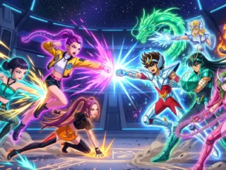 Cómo convertir una pelea entre Las Guerreras K-pop vs Los caballeros del Zodiaco en una lámina para colorear