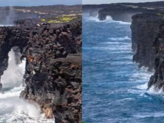 Derrumbe en Hawái: la erosión marina destruyó el icónico arco Hōlei