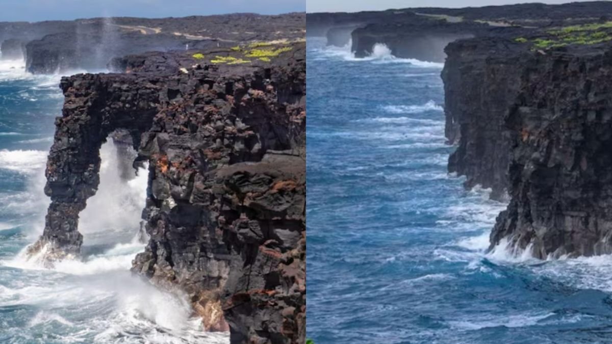 Derrumbe en Hawái: la erosión marina destruyó el icónico arco Hōlei
