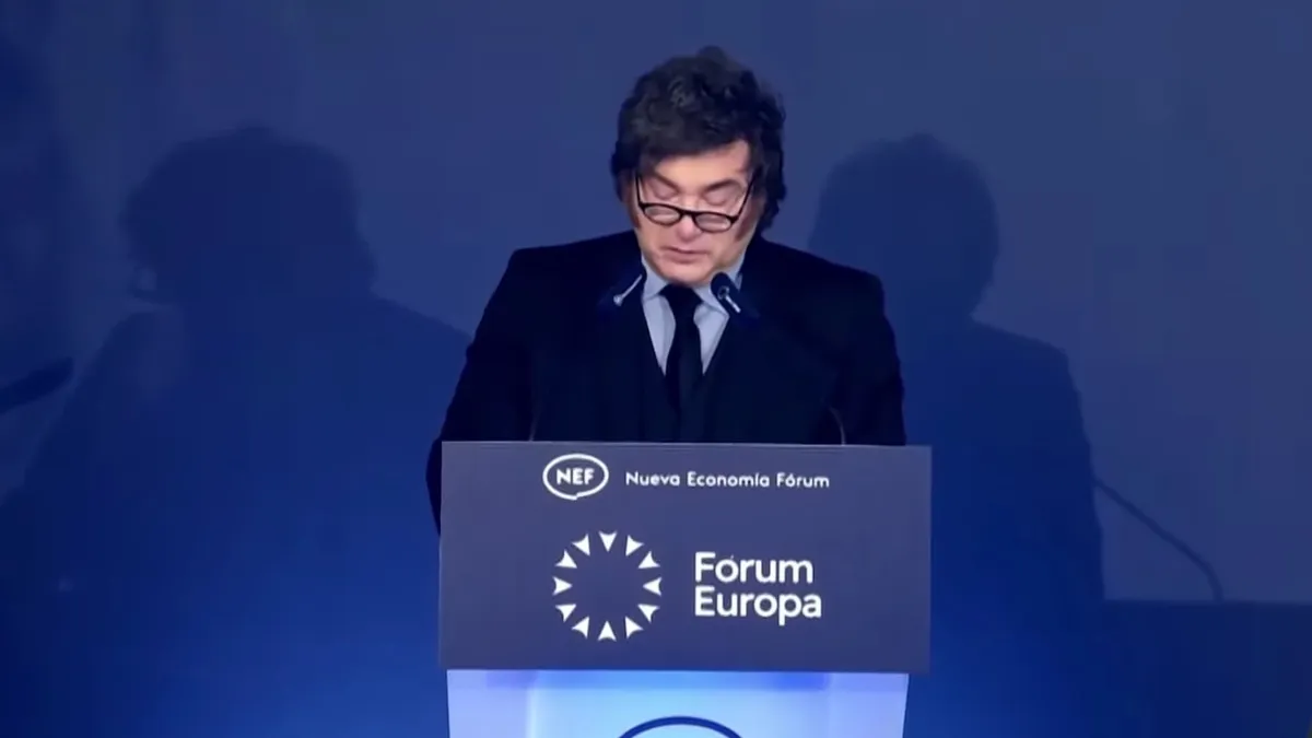 Javier Milei habla en el Nueva Economía Fórum 2026 en Madrid