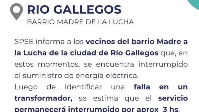 Servicios Públicos informa que trabajan en transformador para restablecer el suministro en el barrio Madres a la Lucha