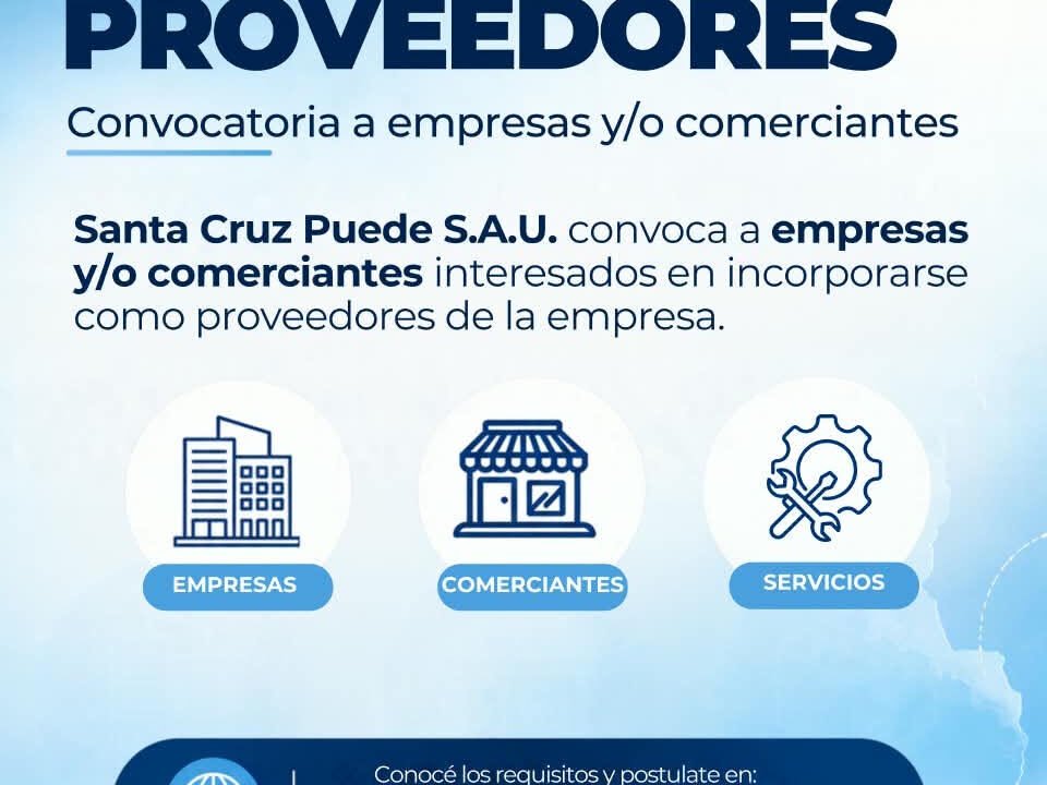 Convocatoria de proveedores: Santa Cruz Puede S.A.U. convoca a empresas y comerciantes de la provincia