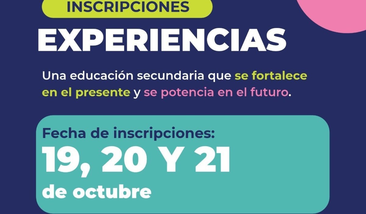 Convocan a estudiantes de último año a sumarse a “Experiencias”
